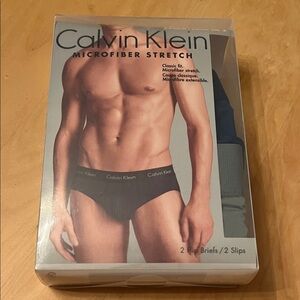 Calvin Klein Men's Microfiber Stretch Briefs - Grey and Blue